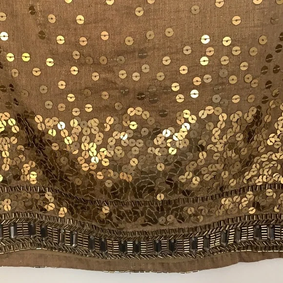 Jennifer Lopez Embellished Tan Mini Skirt Size 6 - Picture 2 of 9